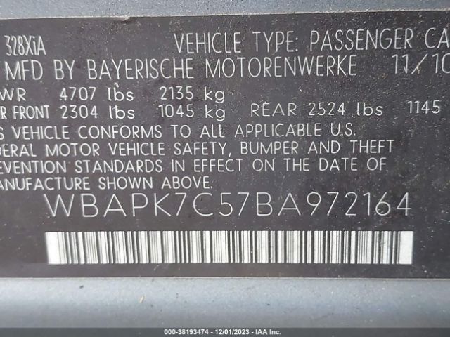 Photo 8 VIN: WBAPK7C57BA972164 - BMW 328I 