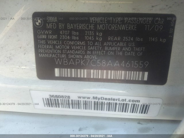 Photo 8 VIN: WBAPK7C58AA461559 - BMW 3 