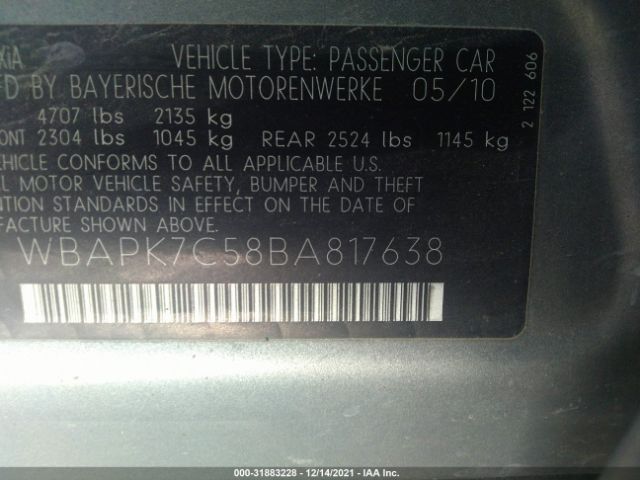 Photo 8 VIN: WBAPK7C58BA817638 - BMW 3 