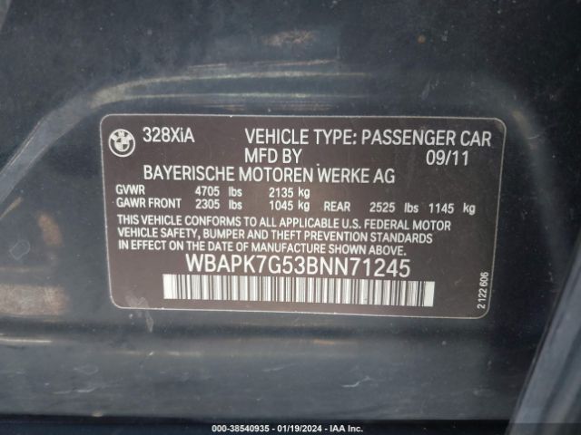 Photo 8 VIN: WBAPK7G53BNN71245 - BMW 328I 