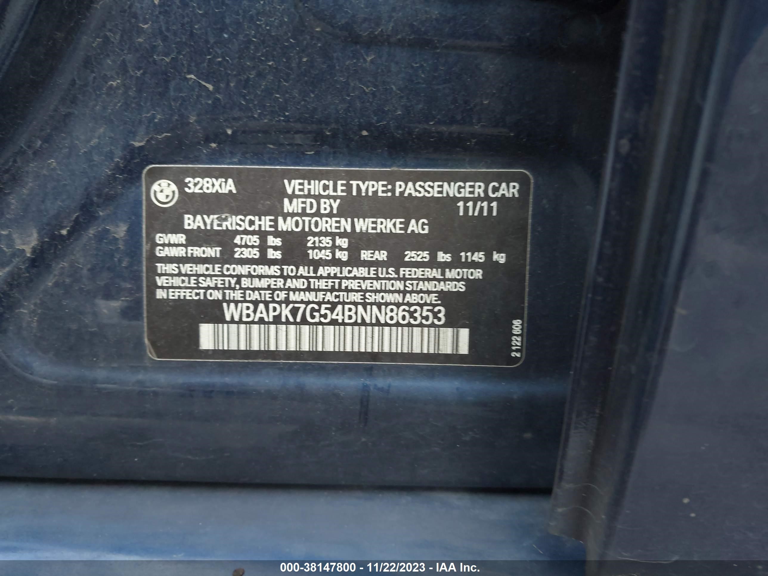 Photo 8 VIN: WBAPK7G54BNN86353 - BMW 3ER 