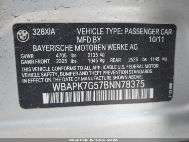 Photo 8 VIN: WBAPK7G57BNN78375 - BMW 328I 