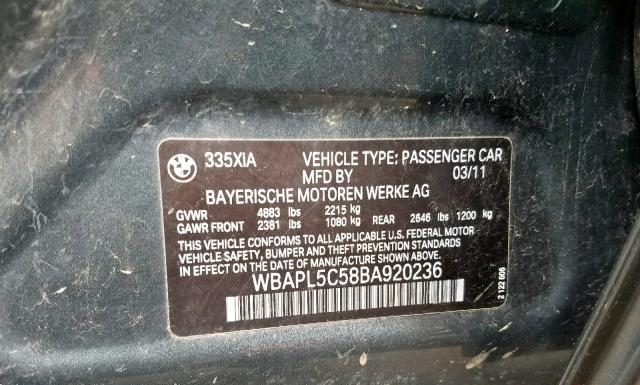 Photo 9 VIN: WBAPL5C58BA920236 - BMW 335 