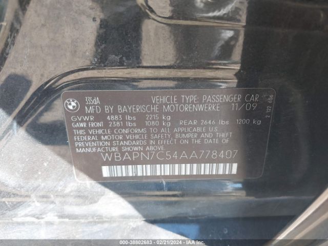 Photo 8 VIN: WBAPN7C54AA778407 - BMW 335D 