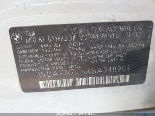 Photo 8 VIN: WBAPN7C5XBA948903 - BMW 335 