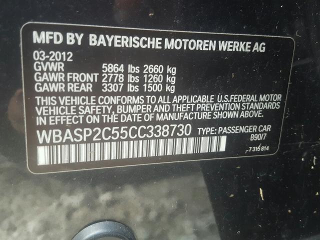 Photo 9 VIN: WBASP2C55CC338730 - BMW 535 XIGT 