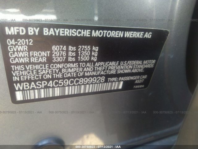 Photo 8 VIN: WBASP4C59CC899928 - BMW 5 