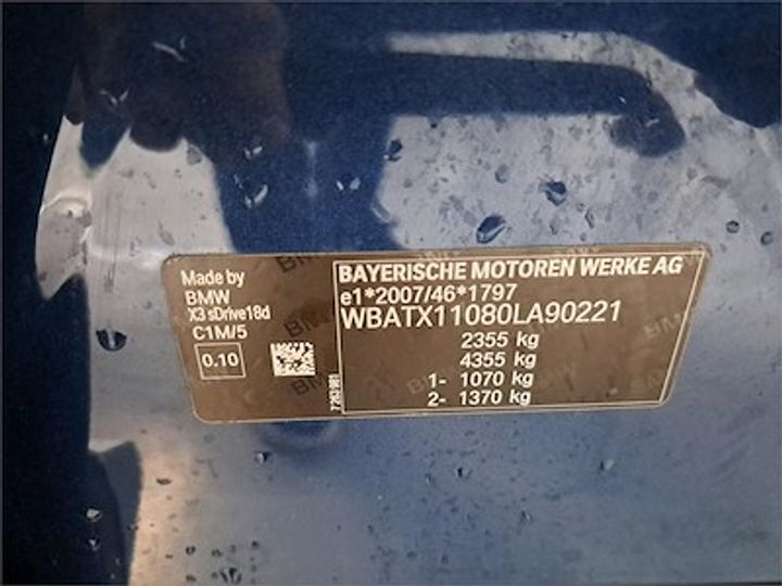 Photo 11 VIN: WBATX11080LA90221 - BMW X3 DIESEL - 2018 