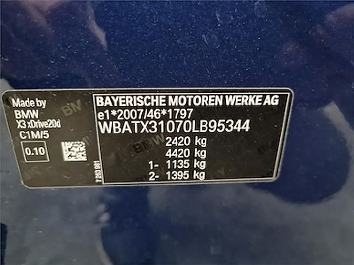 Photo 11 VIN: WBATX31070LB95344 - BMW X3 DIESEL - 2017 