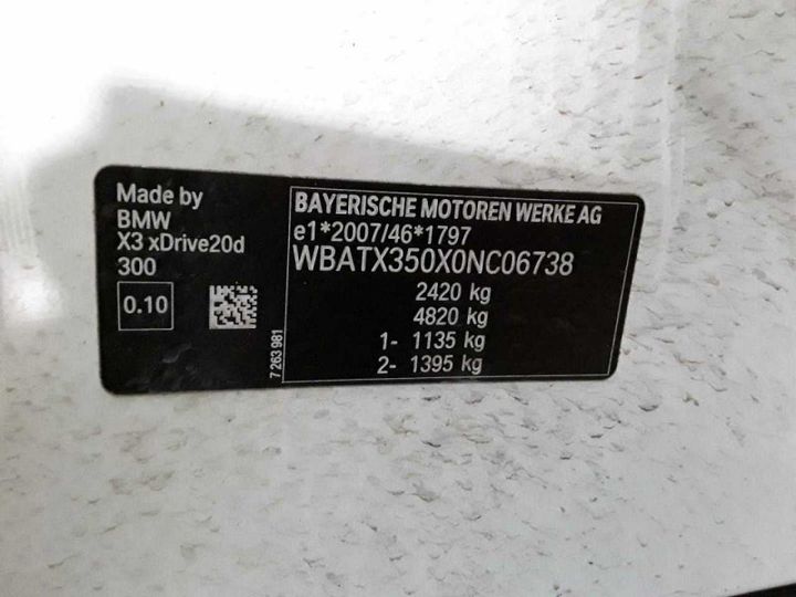 Photo 23 VIN: WBATX350X0NC06738 - BMW X3 XDRIVE20D 