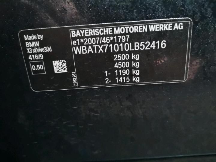 Photo 12 VIN: WBATX71010LB52416 - BMW X3 