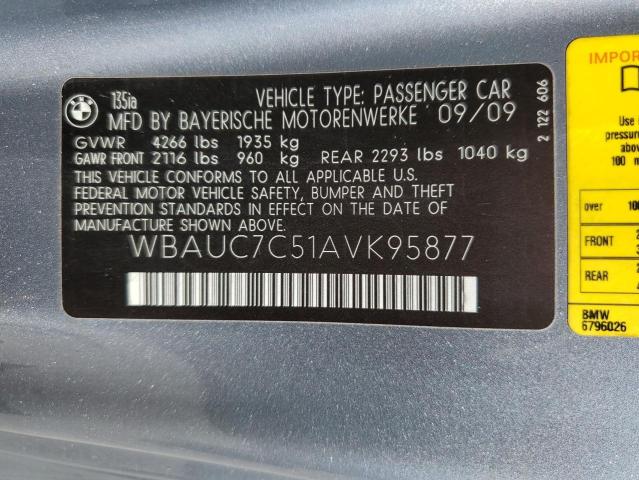 Photo 9 VIN: WBAUC7C51AVK95877 - BMW 135 I 