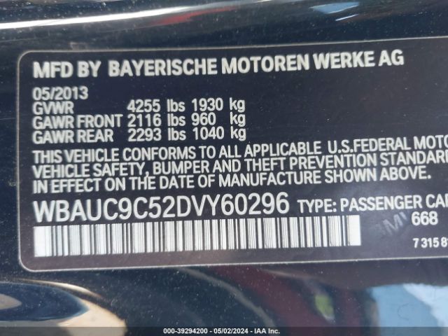 Photo 8 VIN: WBAUC9C52DVY60296 - BMW 135I 