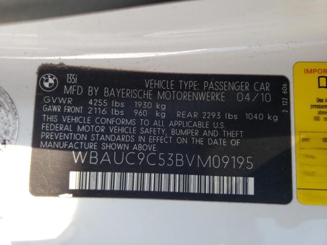 Photo 11 VIN: WBAUC9C53BVM09195 - BMW 135 I 