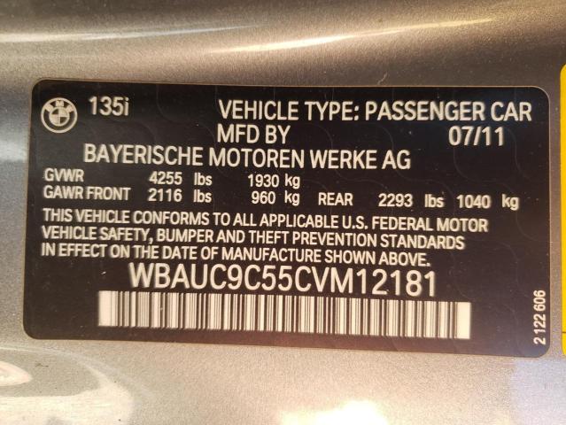 Photo 11 VIN: WBAUC9C55CVM12181 - BMW 1 SERIES 