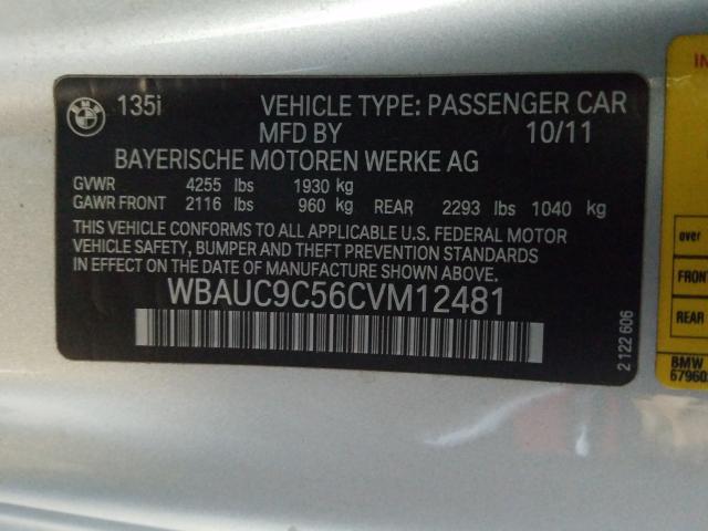 Photo 9 VIN: WBAUC9C56CVM12481 - BMW 135 I 