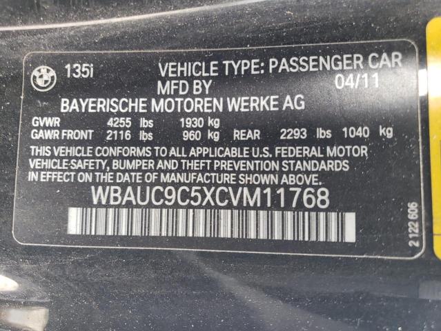 Photo 11 VIN: WBAUC9C5XCVM11768 - BMW 135 I 