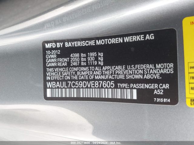 Photo 8 VIN: WBAUL7C59DVE87605 - BMW 128I 