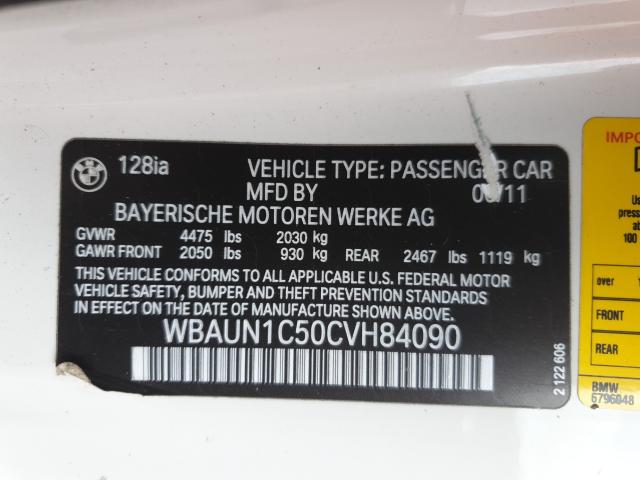 Photo 9 VIN: WBAUN1C50CVH84090 - BMW 128 I 