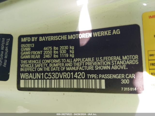 Photo 8 VIN: WBAUN1C53DVR01420 - BMW 128I 