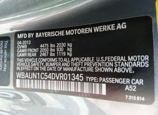 Photo 8 VIN: WBAUN1C54DVR01345 - BMW 1 SERIES 