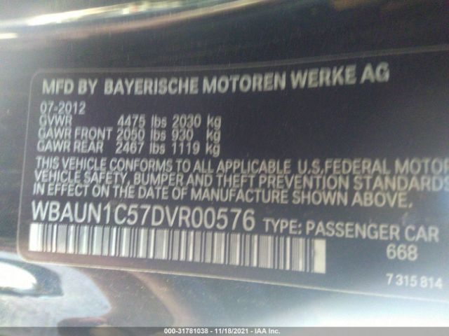 Photo 8 VIN: WBAUN1C57DVR00576 - BMW 1 