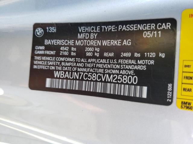 Photo 11 VIN: WBAUN7C58CVM25800 - BMW 135 I 