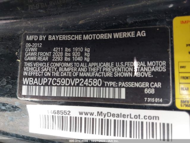 Photo 8 VIN: WBAUP7C59DVP24580 - BMW 128I 