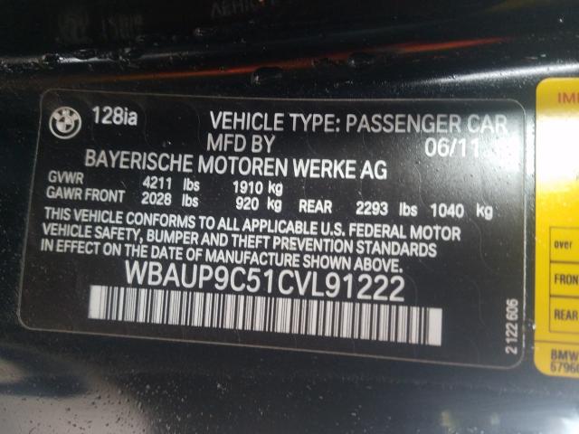 Photo 9 VIN: WBAUP9C51CVL91222 - BMW 128 I 