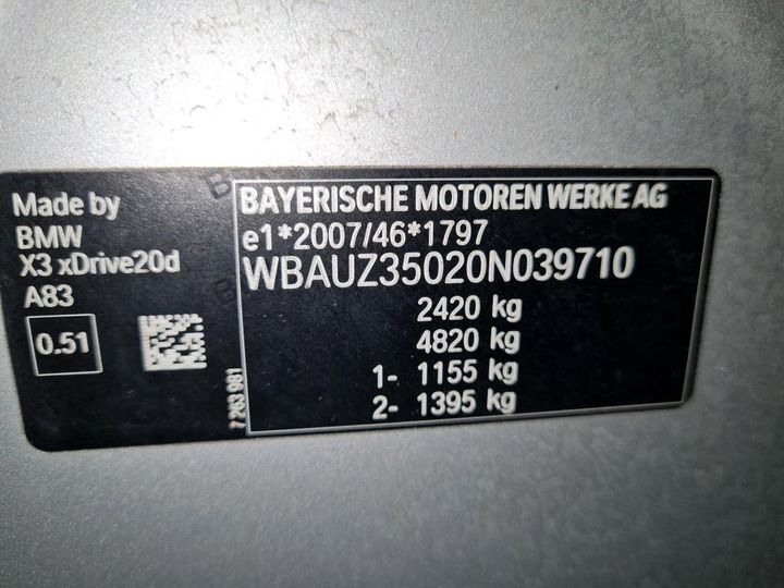 Photo 3 VIN: WBAUZ35020N039710 - BMW X3 