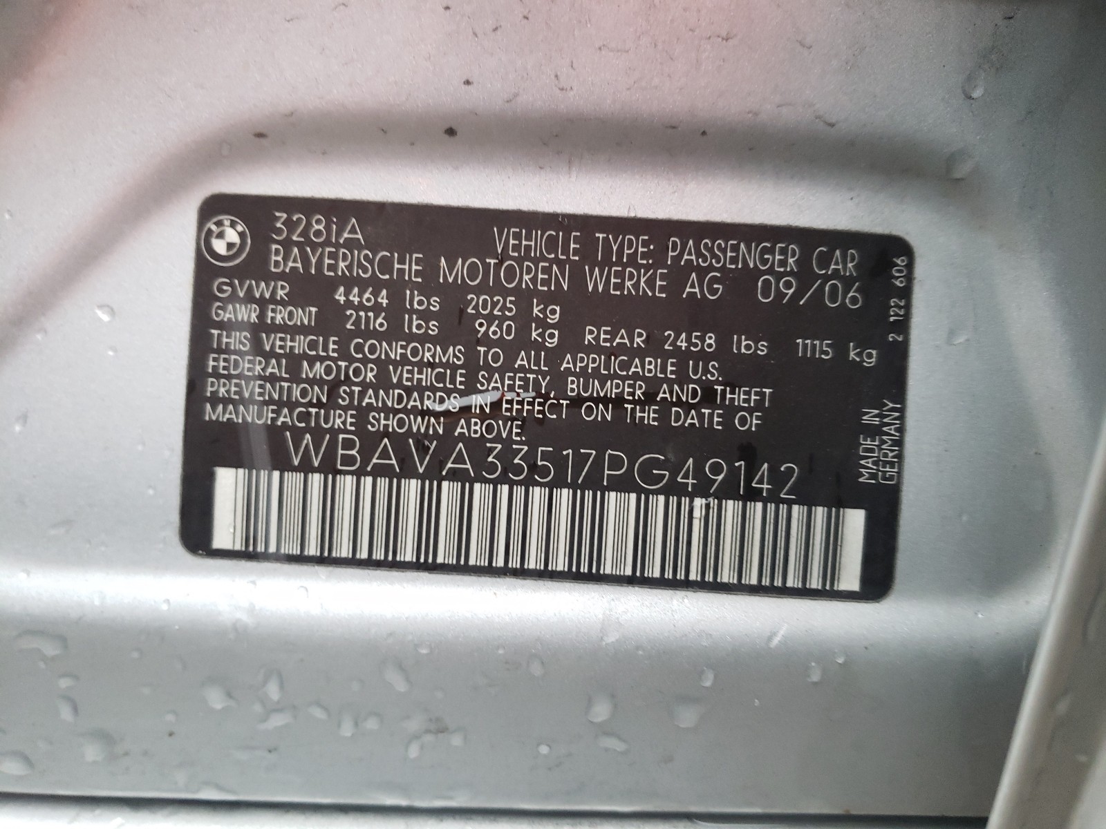 Photo 9 VIN: WBAVA33517PG49142 - BMW 328 I 