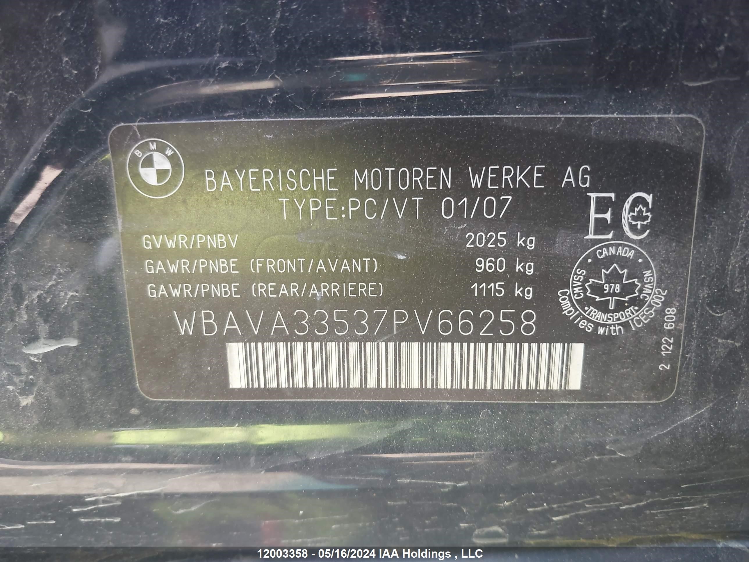 Photo 8 VIN: WBAVA33537PV66258 - BMW 3ER 