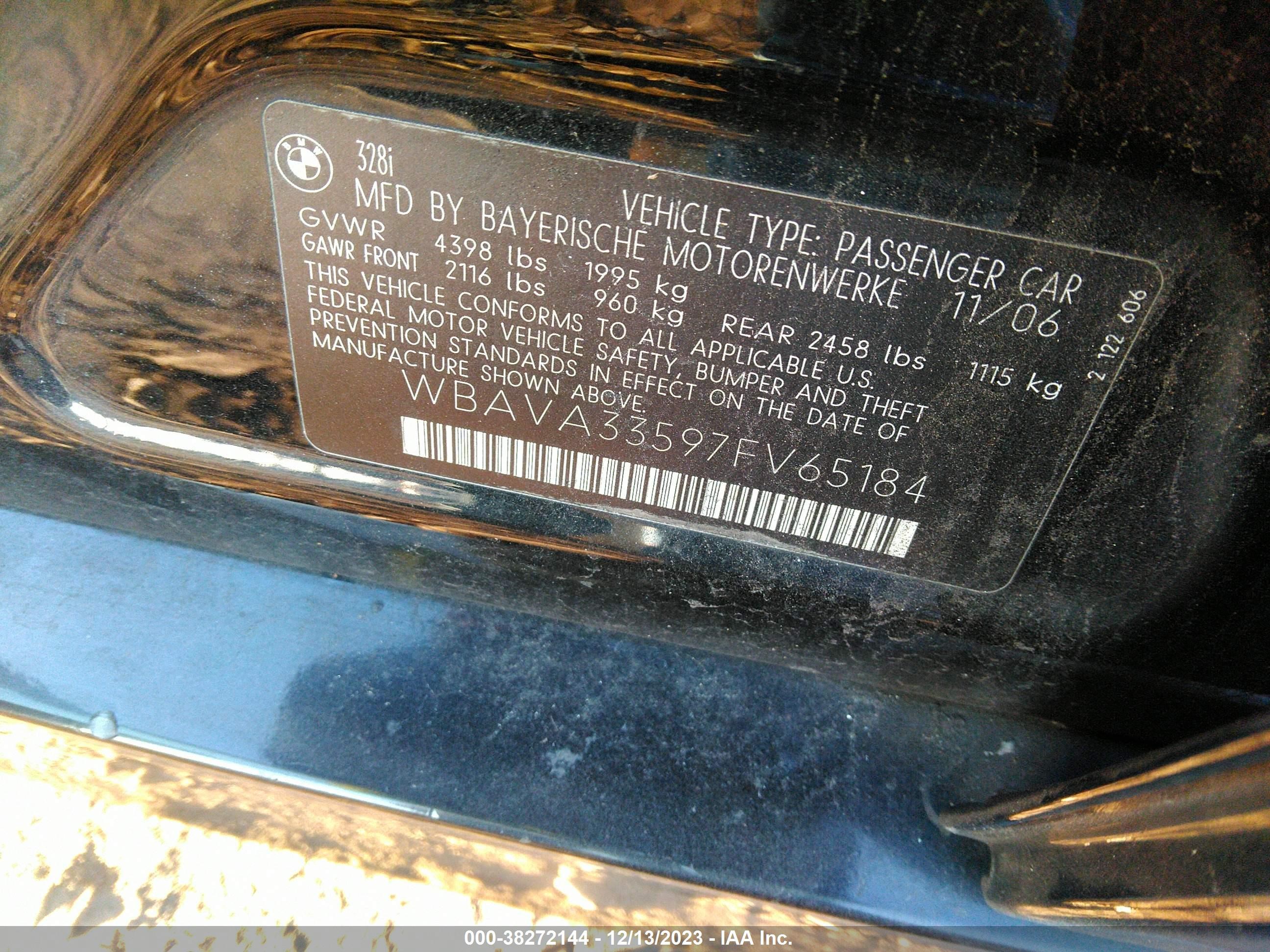 Photo 8 VIN: WBAVA33597FV65184 - BMW 3ER 