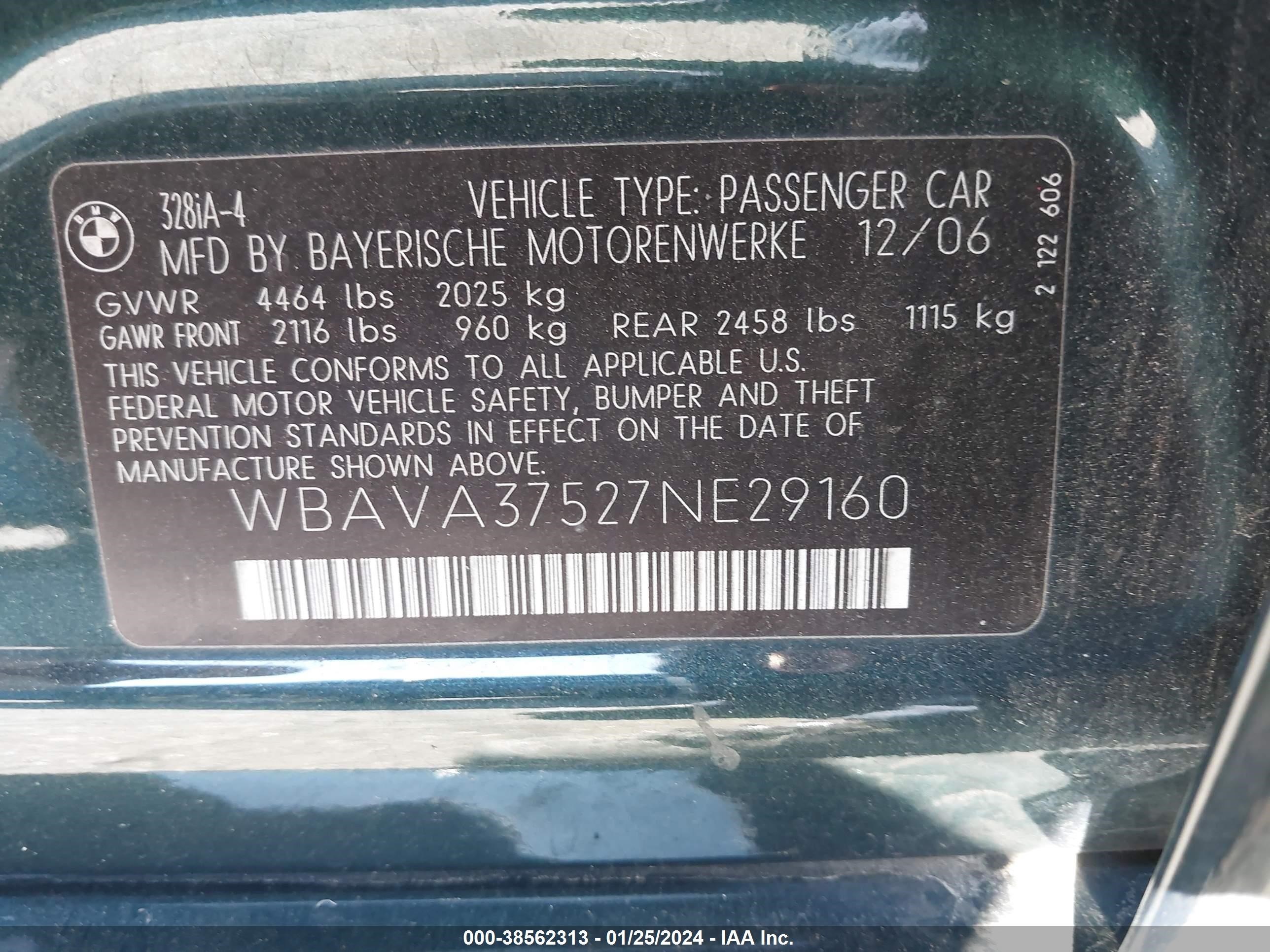 Photo 8 VIN: WBAVA37527NE29160 - BMW 3ER 