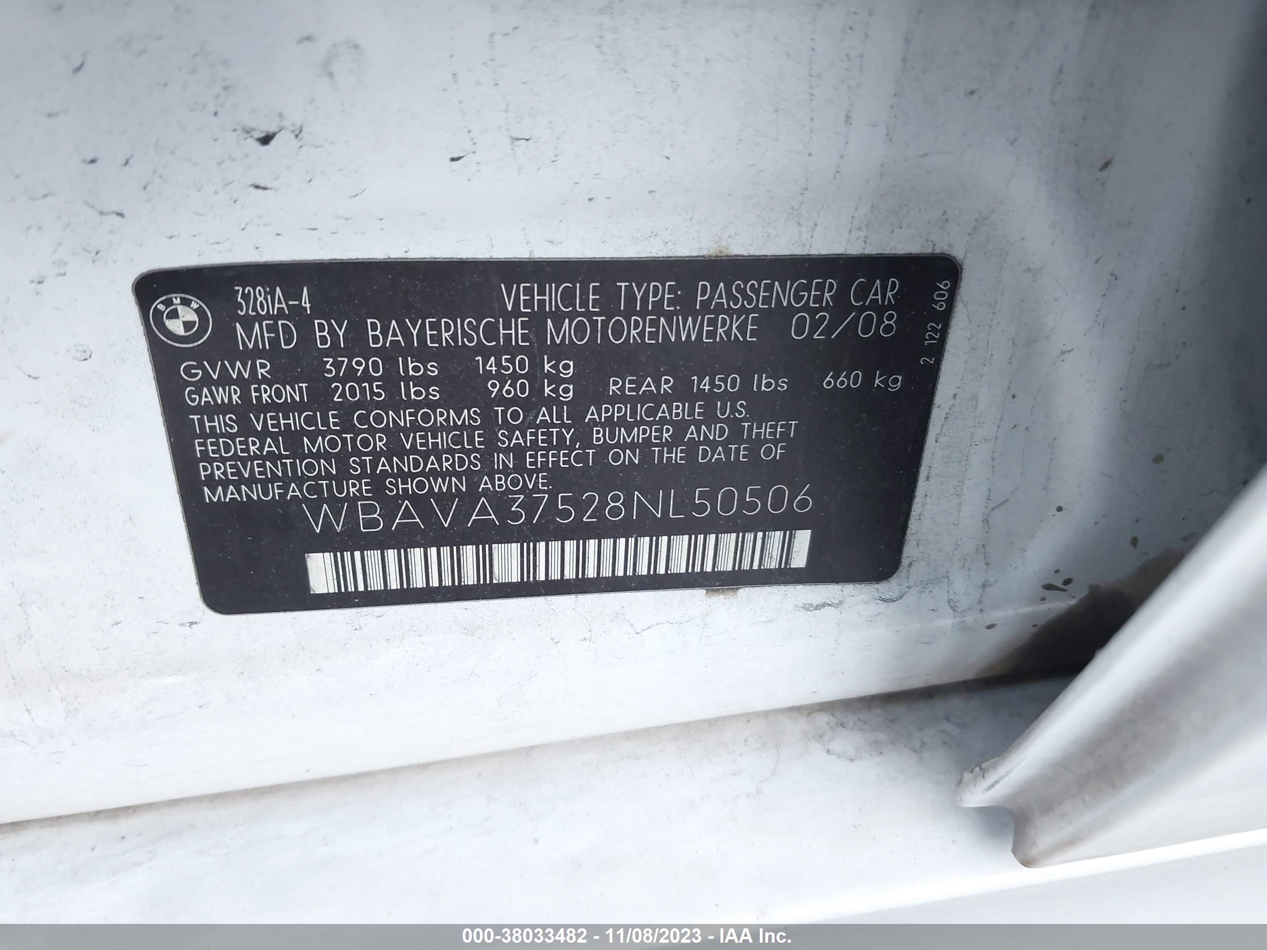 Photo 8 VIN: WBAVA37528NL50506 - BMW 3ER 