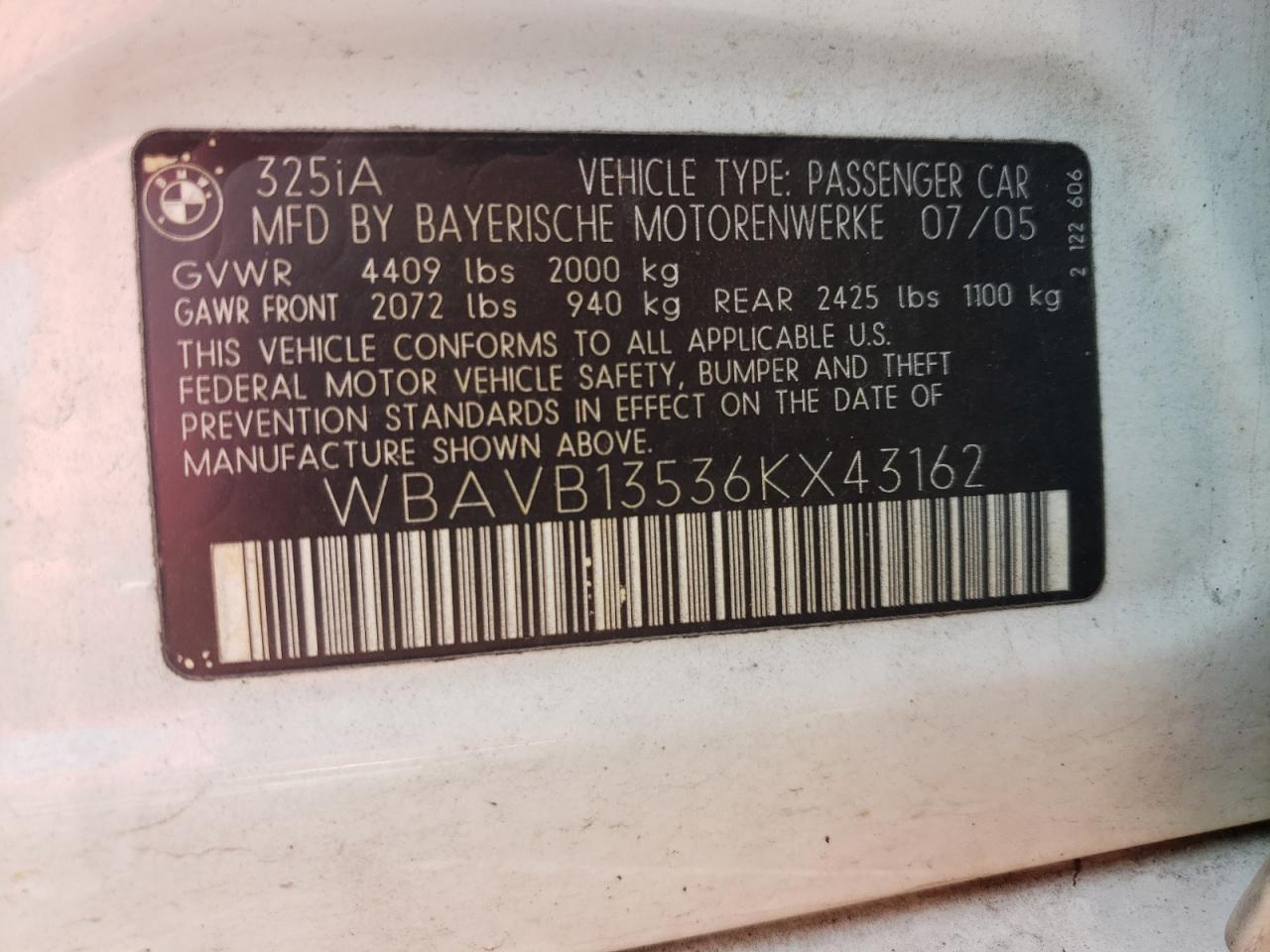 Photo 11 VIN: WBAVB13536KX43162 - BMW 3ER 