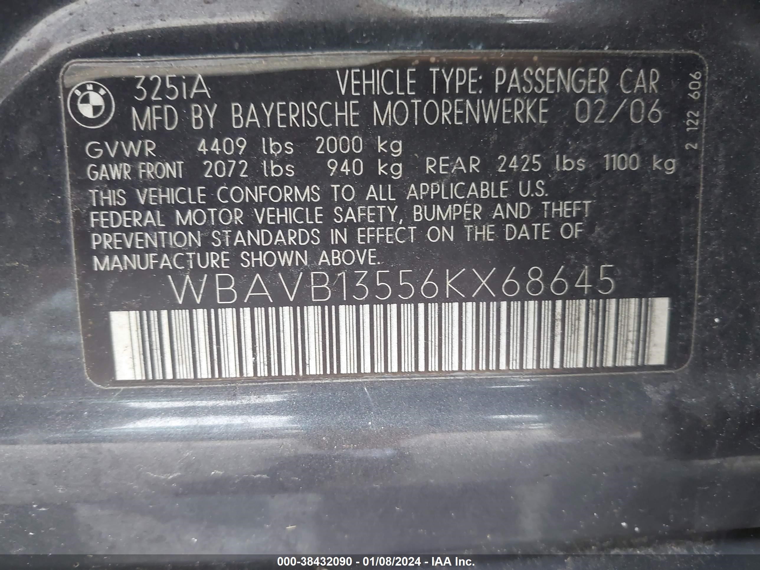 Photo 8 VIN: WBAVB13556KX68645 - BMW 3ER 