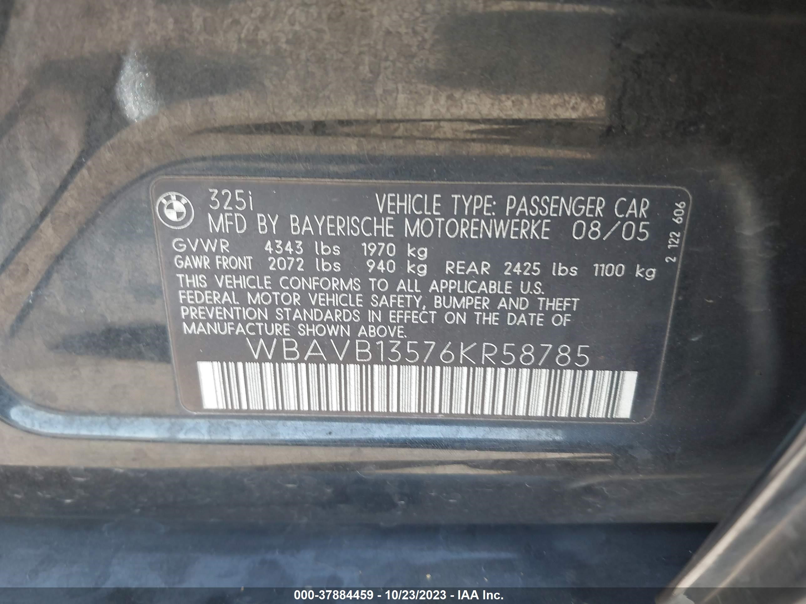 Photo 8 VIN: WBAVB13576KR58785 - BMW 3ER 