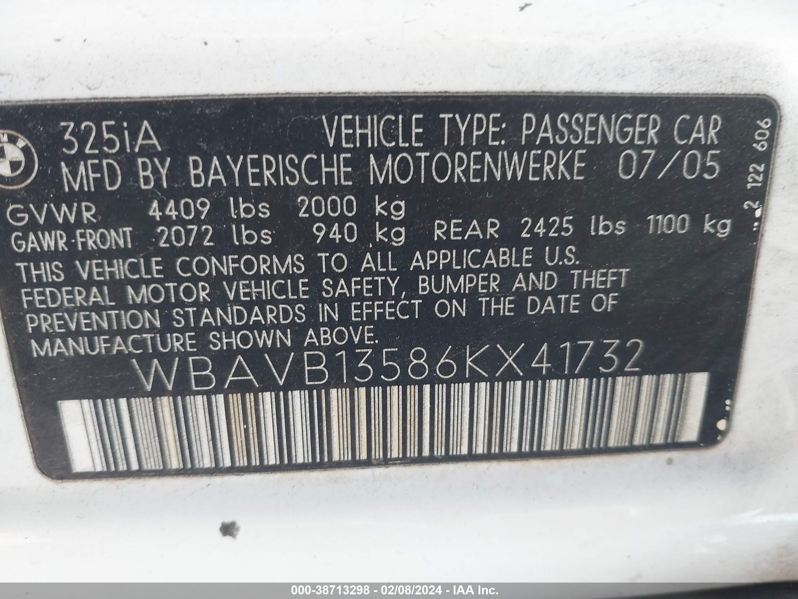 Photo 8 VIN: WBAVB13586KX41732 - BMW 3ER 