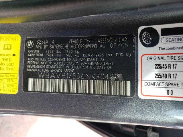 Photo 11 VIN: WBAVB17506NK30489 - BMW 325 I AUTO 