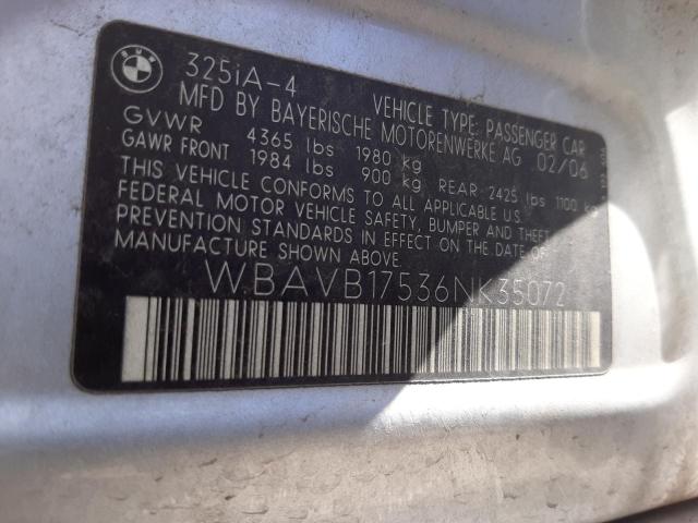 Photo 9 VIN: WBAVB17536NK35072 - BMW 325 I AUTO 