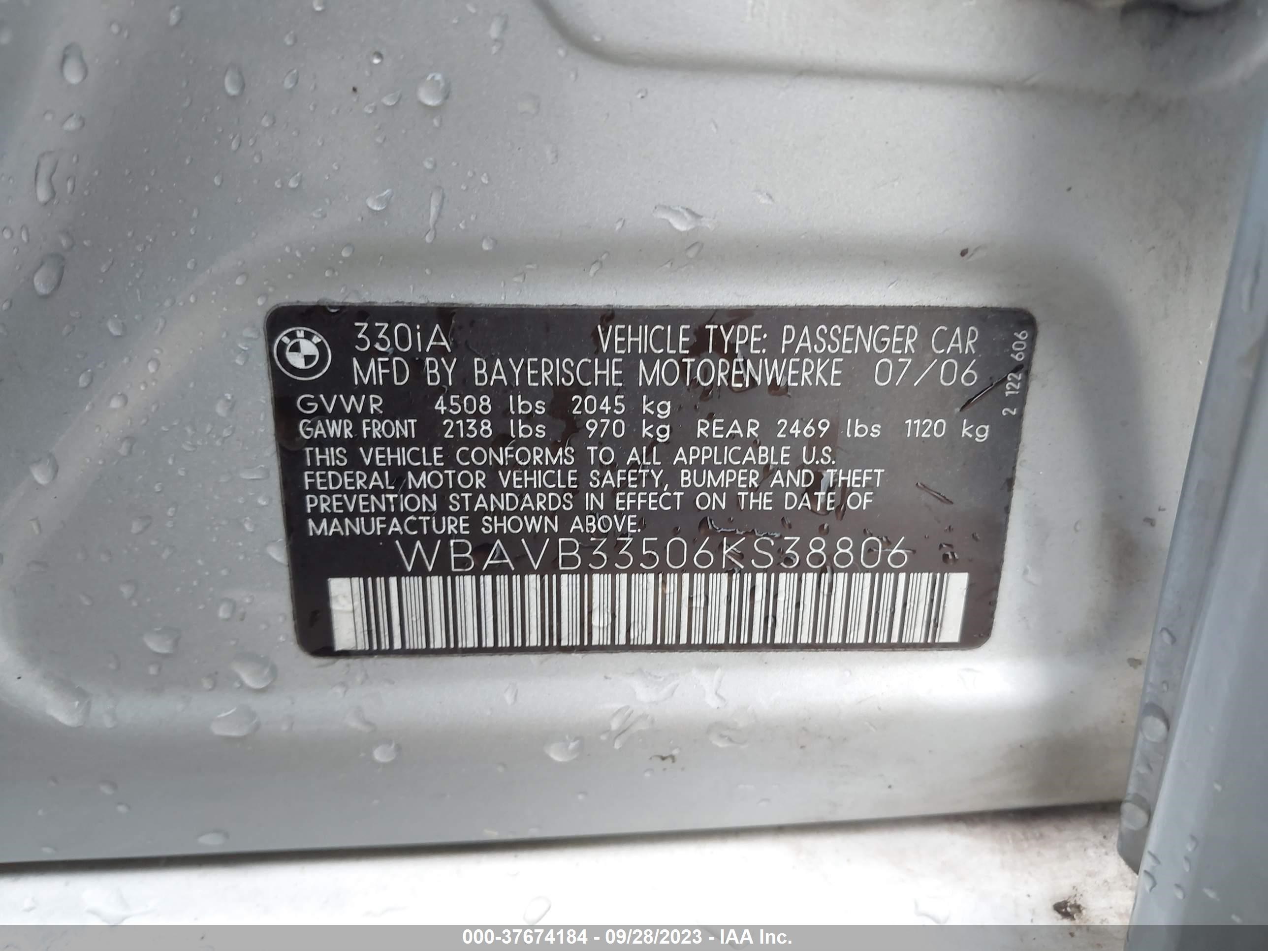 Photo 8 VIN: WBAVB33506KS38806 - BMW 3ER 