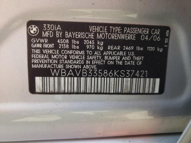 Photo 9 VIN: WBAVB33586KS37421 - BMW 330 I 