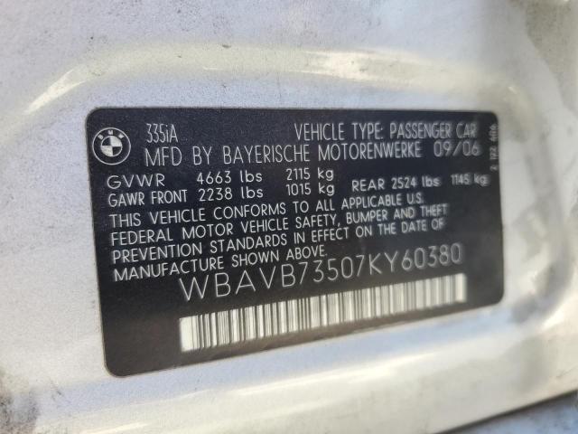 Photo 11 VIN: WBAVB73507KY60380 - BMW 335 I 