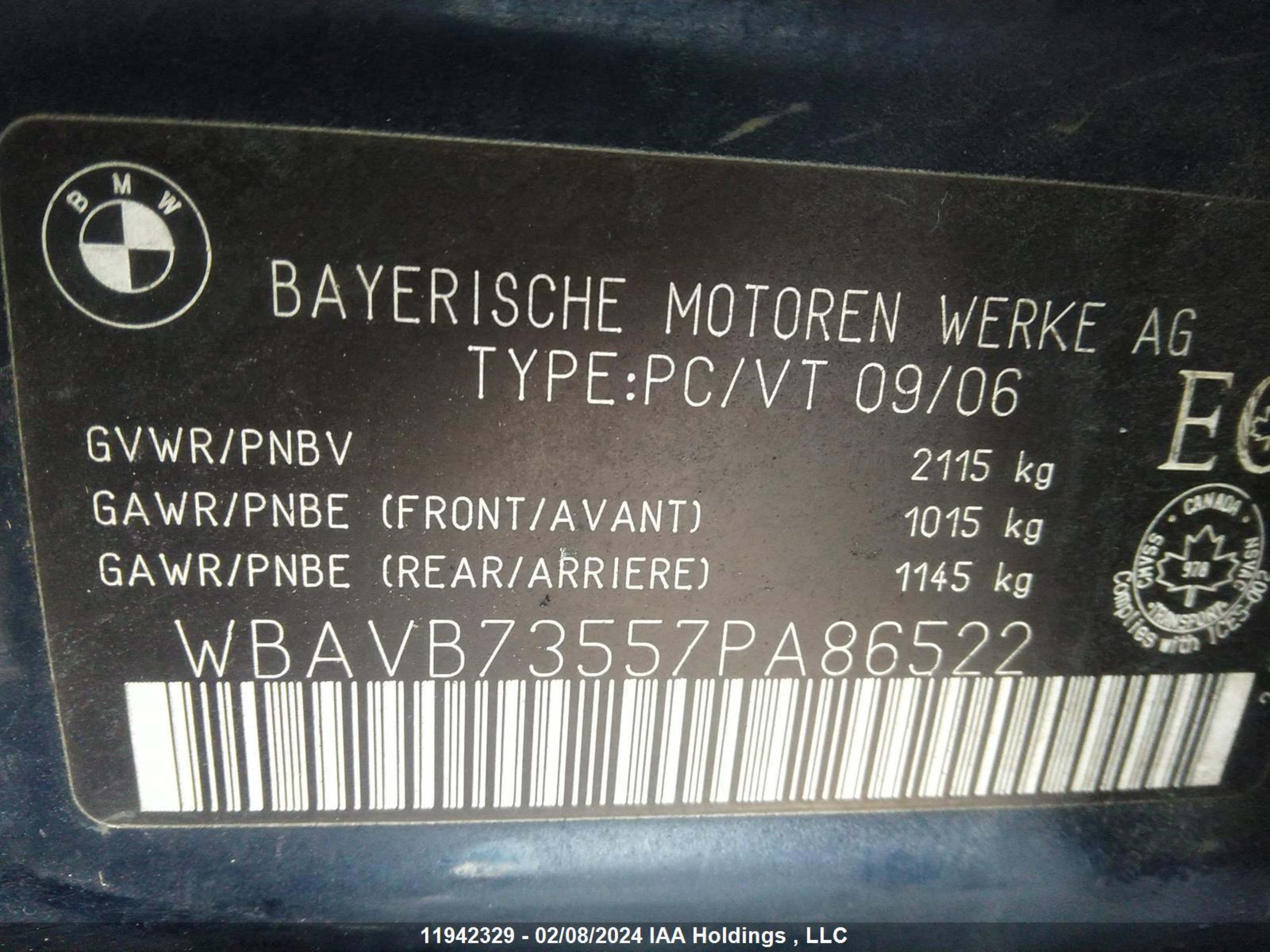 Photo 9 VIN: WBAVB73557PA86522 - BMW 3ER 