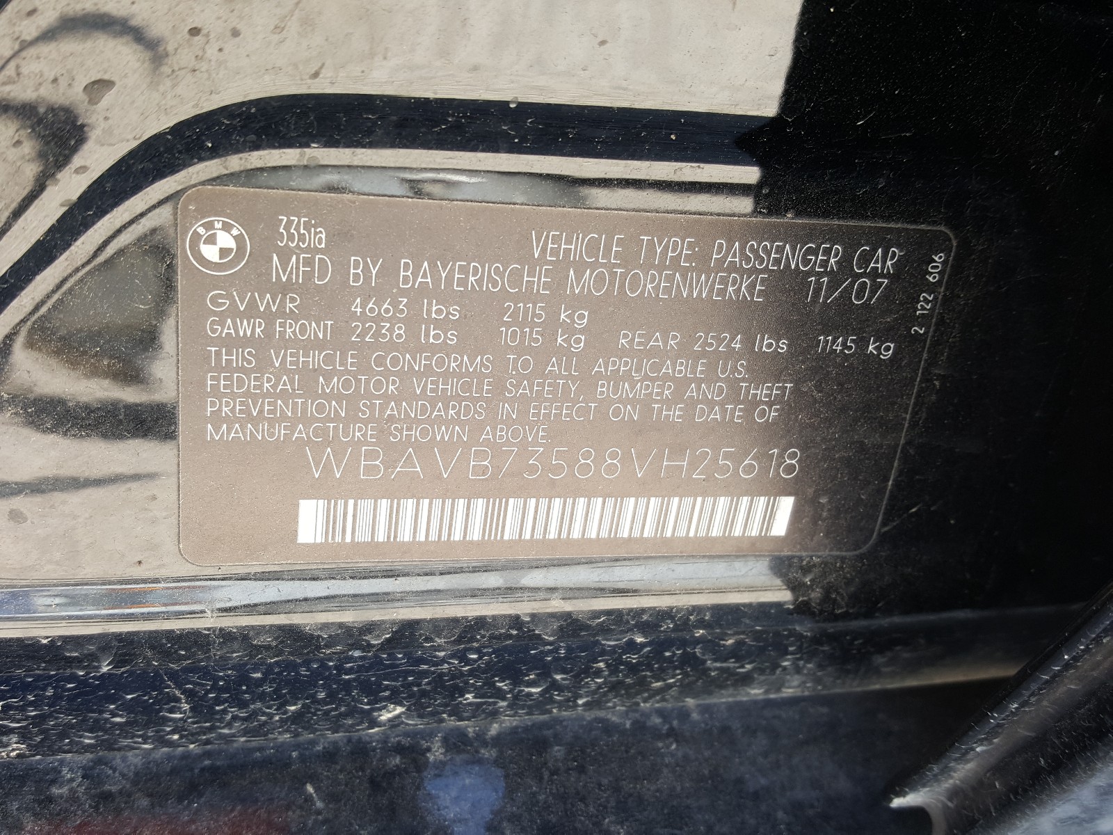 Photo 9 VIN: WBAVB73588VH25618 - BMW 335 I 