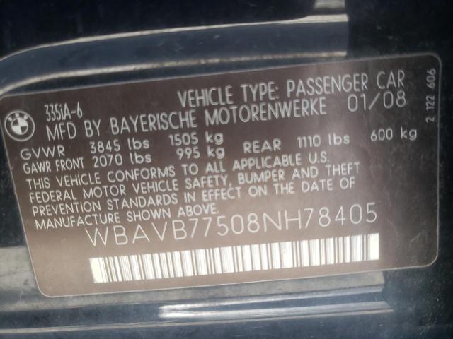 Photo 12 VIN: WBAVB77508NH78405 - BMW 335 I 