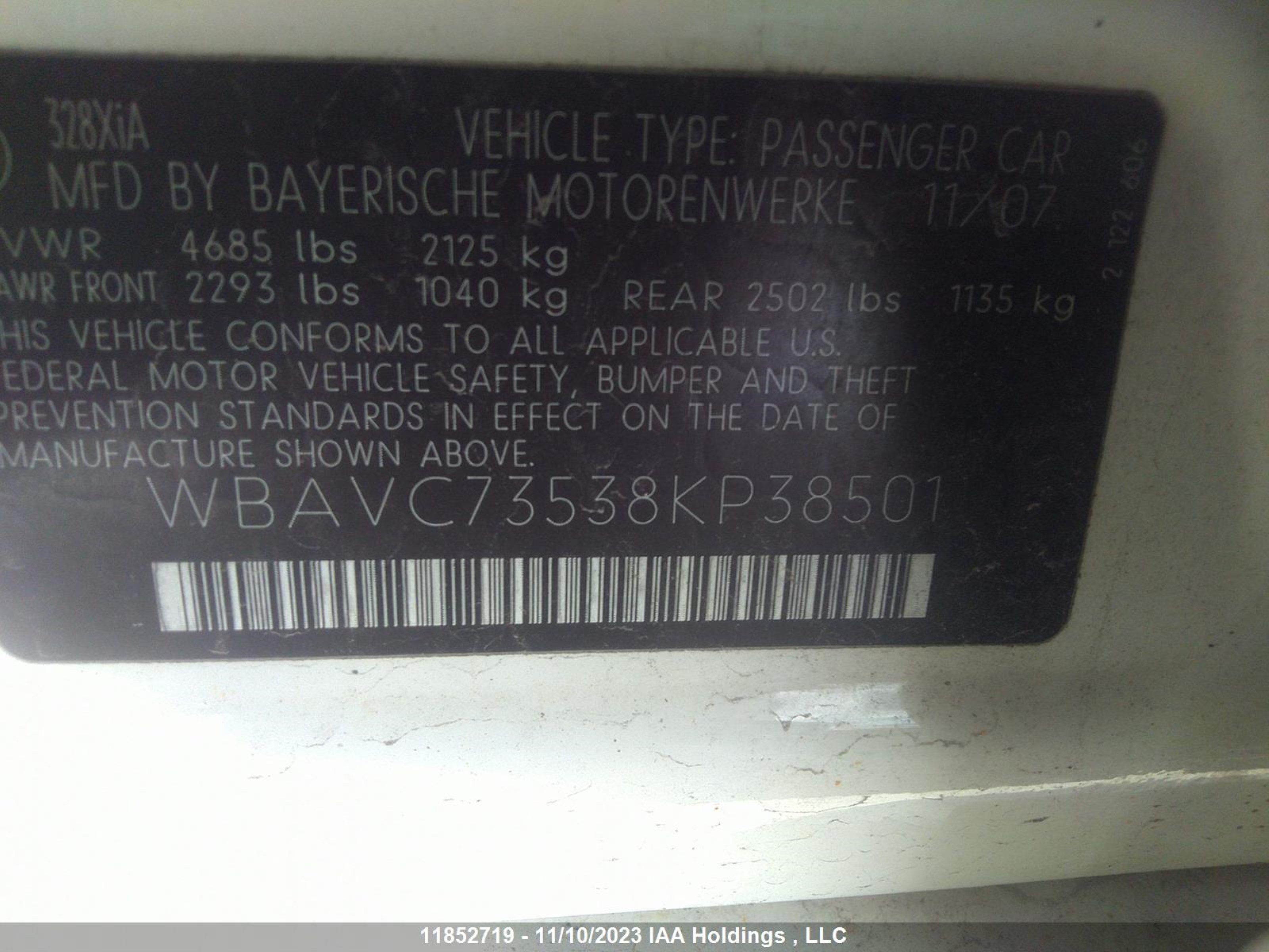 Photo 8 VIN: WBAVC73538KP38501 - BMW 3ER 