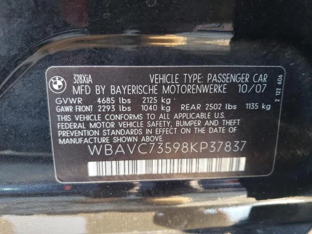 Photo 11 VIN: WBAVC73598KP37837 - BMW 328 XI SUL 