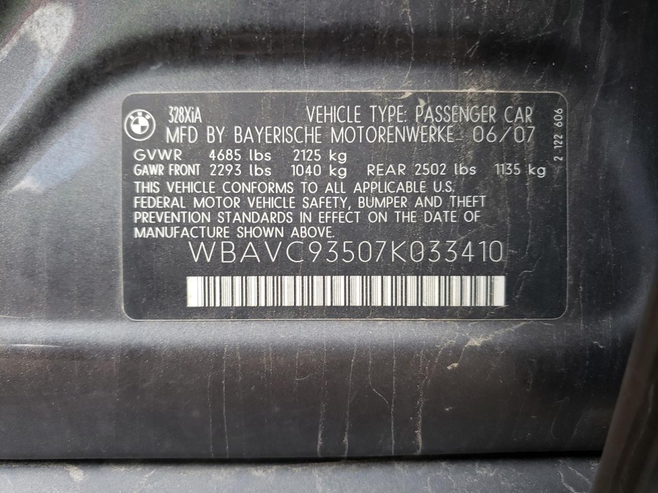 Photo 11 VIN: WBAVC93507K033410 - BMW 3ER 